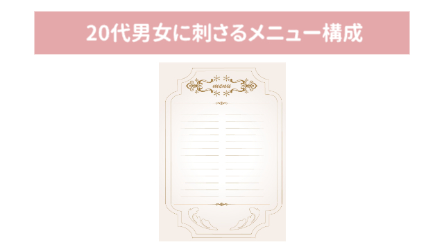 メニュー表「20代男女に刺さるメニュー構成」