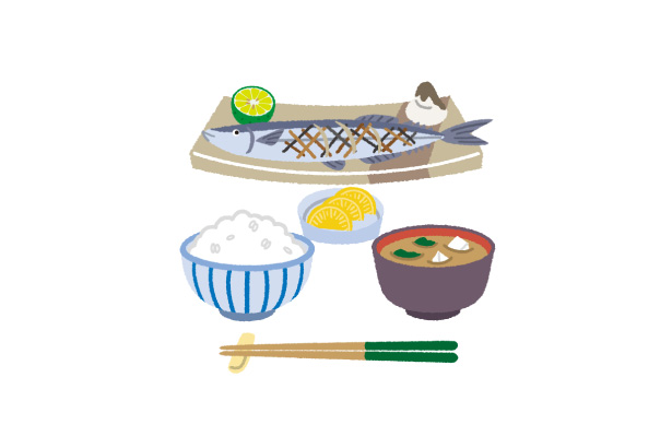 焼き魚定食のイラスト