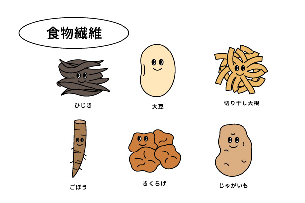 食物繊維を多く含む食材のイラスト